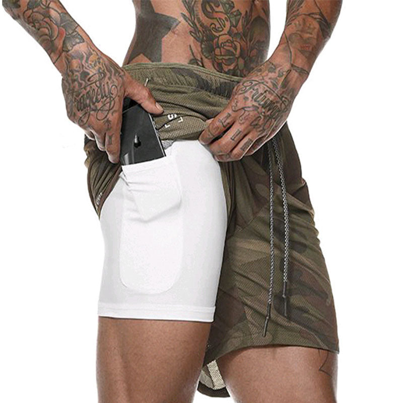 2-in-1 Summer Quick-Dry Running Shorts with Phone Pocket 